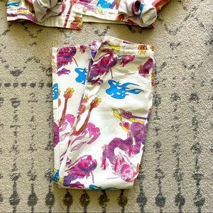 Dragon pattern straight leg jeans